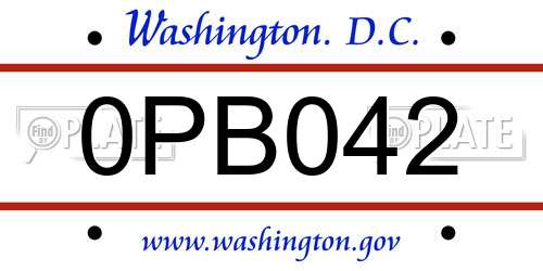 0PB042 District Of Columbia License Plate