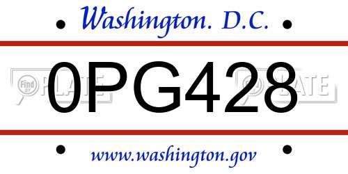 0PG428 District Of Columbia License Plate