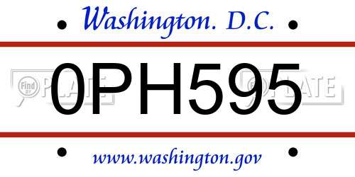 0PH595 District Of Columbia License Plate