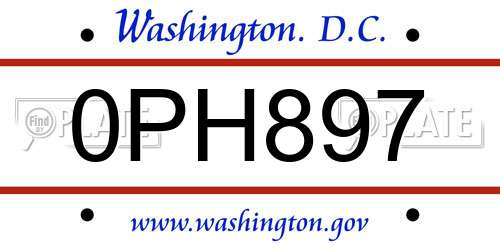 0PH897 District Of Columbia License Plate