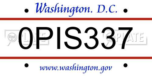 0PIS337 District Of Columbia License Plate