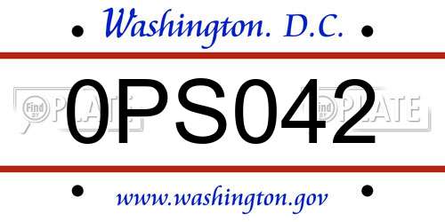 0PS042 District Of Columbia License Plate