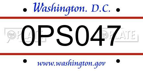 0PS047 District Of Columbia License Plate