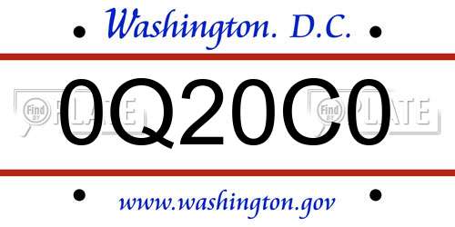 0Q20C0 District Of Columbia License Plate