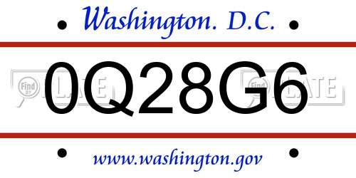 0Q28G6 District Of Columbia License Plate