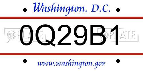 0Q29B1 District Of Columbia License Plate