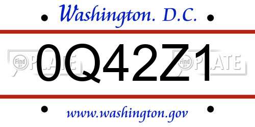 0Q42Z1 District Of Columbia License Plate