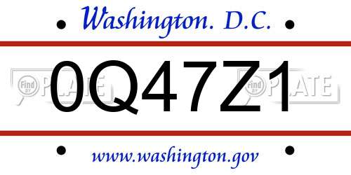 0Q47Z1 District Of Columbia License Plate