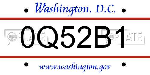 0Q52B1 District Of Columbia License Plate