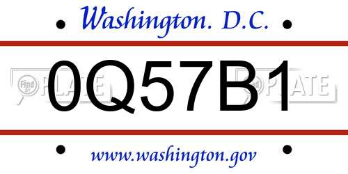 0Q57B1 District Of Columbia License Plate
