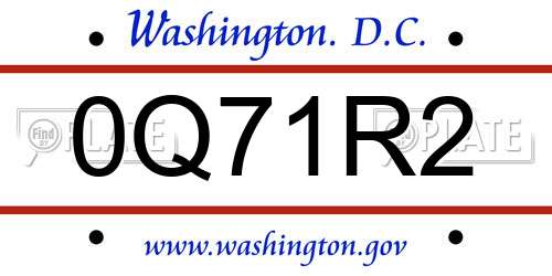 0Q71R2 District Of Columbia License Plate