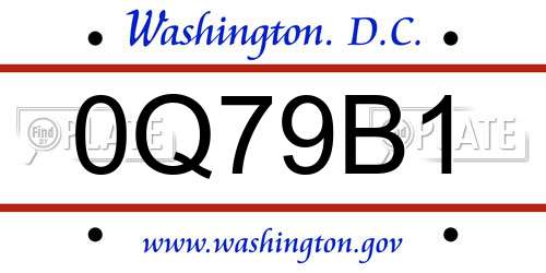 0Q79B1 District Of Columbia License Plate