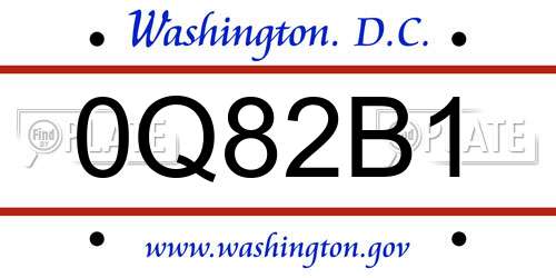0Q82B1 District Of Columbia License Plate