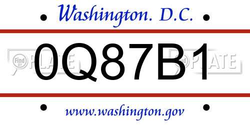 0Q87B1 District Of Columbia License Plate