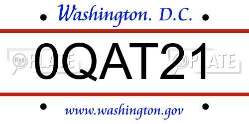 0QAT21 District Of Columbia License Plate