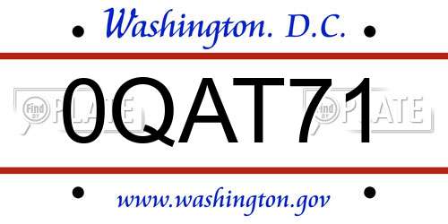 0QAT71 District Of Columbia License Plate
