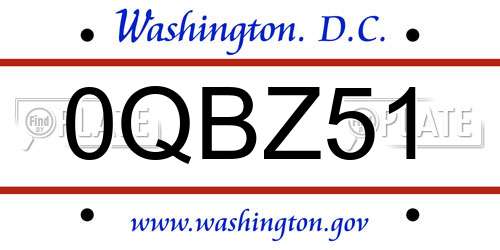 0QBZ51 District Of Columbia License Plate