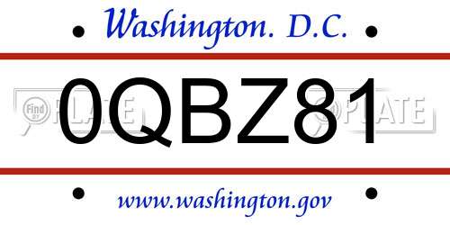 0QBZ81 District Of Columbia License Plate