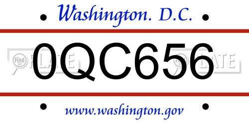 0QC656 District Of Columbia License Plate