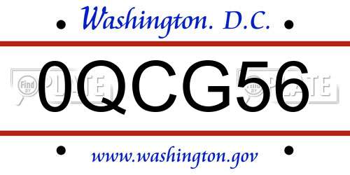 0QCG56 District Of Columbia License Plate