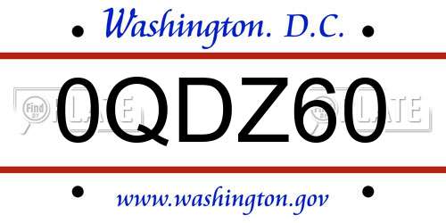 0QDZ60 District Of Columbia License Plate