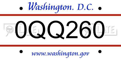 0QQ260 District Of Columbia License Plate