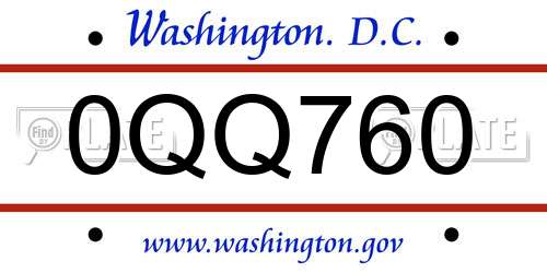 0QQ760 District Of Columbia License Plate