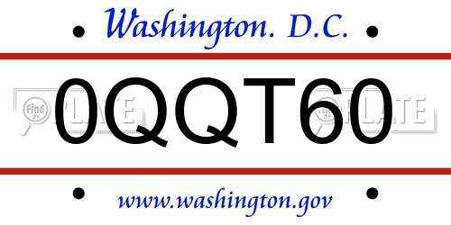 0QQT60 District Of Columbia License Plate