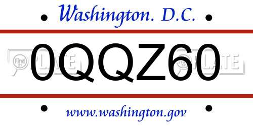 0QQZ60 District Of Columbia License Plate