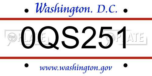 0QS251 District Of Columbia License Plate