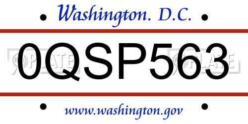 0QSP563 District Of Columbia License Plate