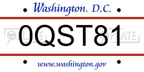 0QST81 District Of Columbia License Plate