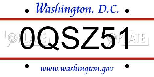 0QSZ51 District Of Columbia License Plate
