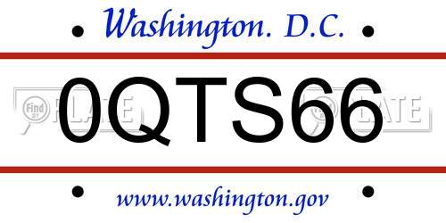 0QTS66 District Of Columbia License Plate