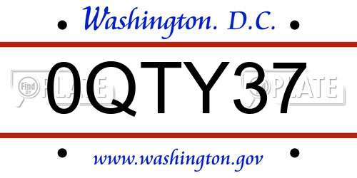 0QTY37 District Of Columbia License Plate