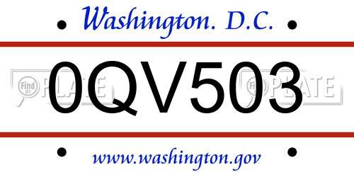 0QV503 District Of Columbia License Plate