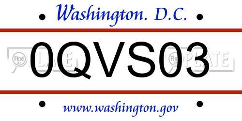 0QVS03 District Of Columbia License Plate