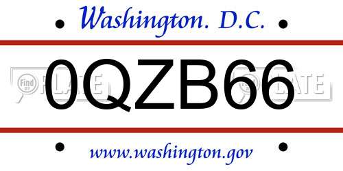 0QZB66 District Of Columbia License Plate