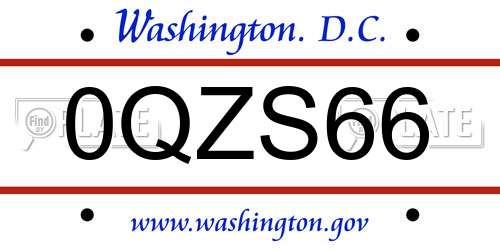 0QZS66 District Of Columbia License Plate