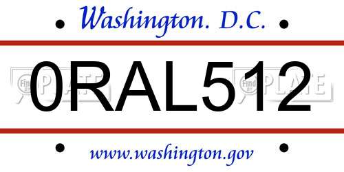 0RAL512 District Of Columbia License Plate