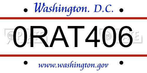 0RAT406 District Of Columbia License Plate