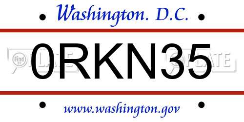 0RKN35 District Of Columbia License Plate