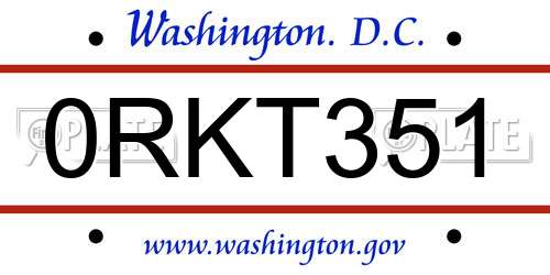 0RKT351 District Of Columbia License Plate