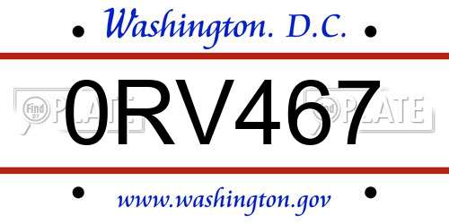 0RV467 District Of Columbia License Plate