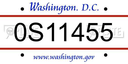 0S11455 District Of Columbia License Plate