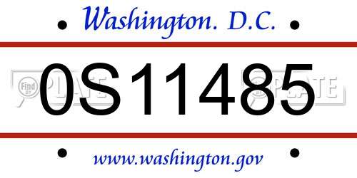 0S11485 District Of Columbia License Plate
