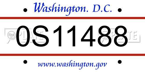0S11488 District Of Columbia License Plate