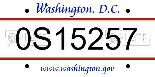 0S15257 District Of Columbia License Plate