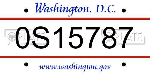 0S15787 District Of Columbia License Plate