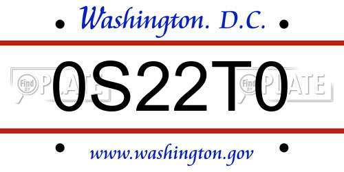 0S22T0 District Of Columbia License Plate